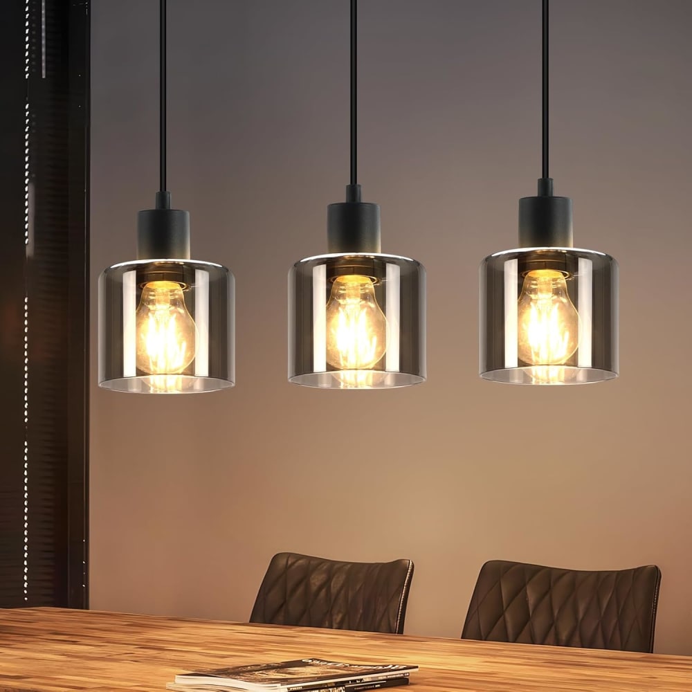Pendelleuchte, Eisen Glas, 68x11x170CM, Rauchgrau - Maisons Du