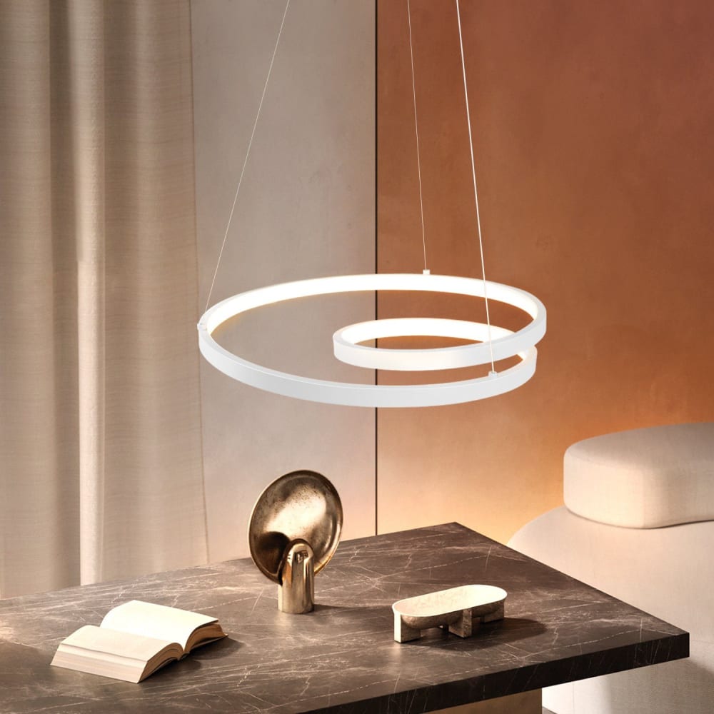Suspension en aluminium et fer, blanc, h.154cm — vue 4