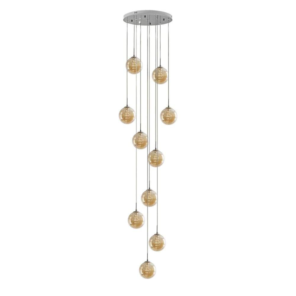 Suspension en fer et verre, ambré, h.200cm