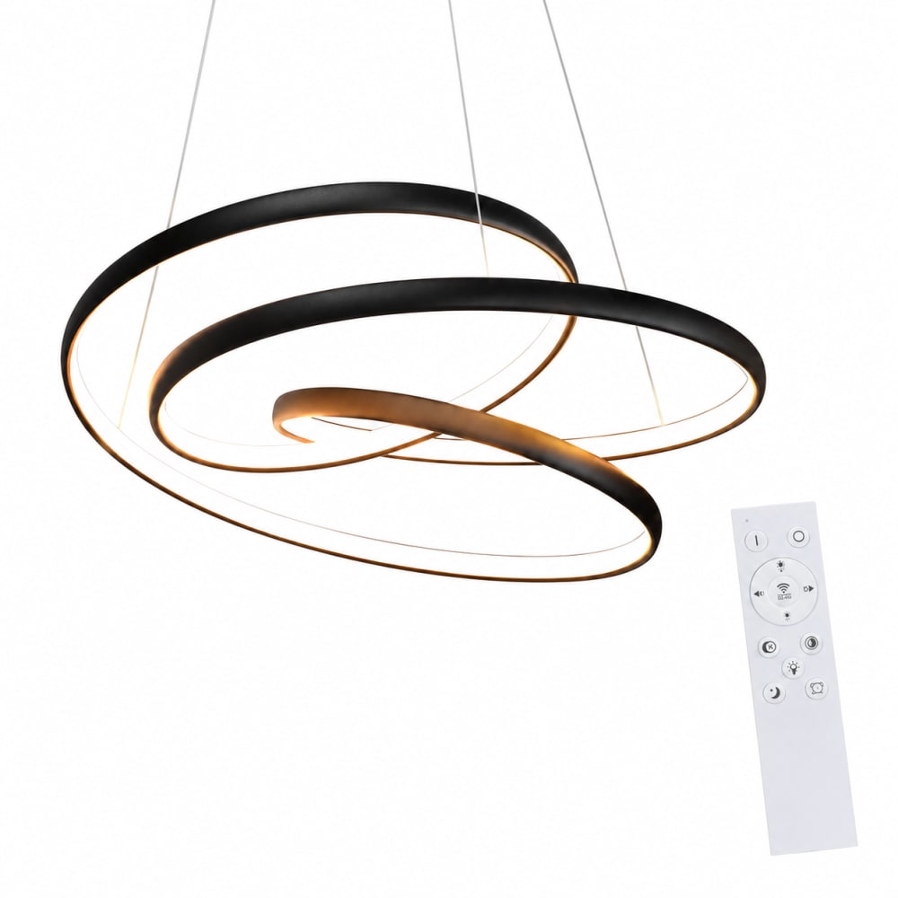 Suspension en aluminium, fer et silicone, noir, h.150cm