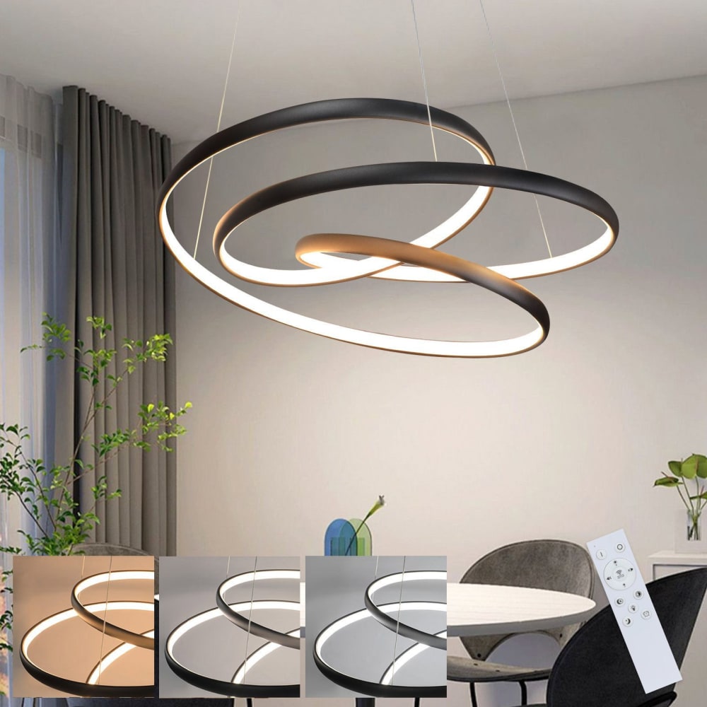 Suspension en aluminium, fer et silicone, noir, h.150cm — vue 3