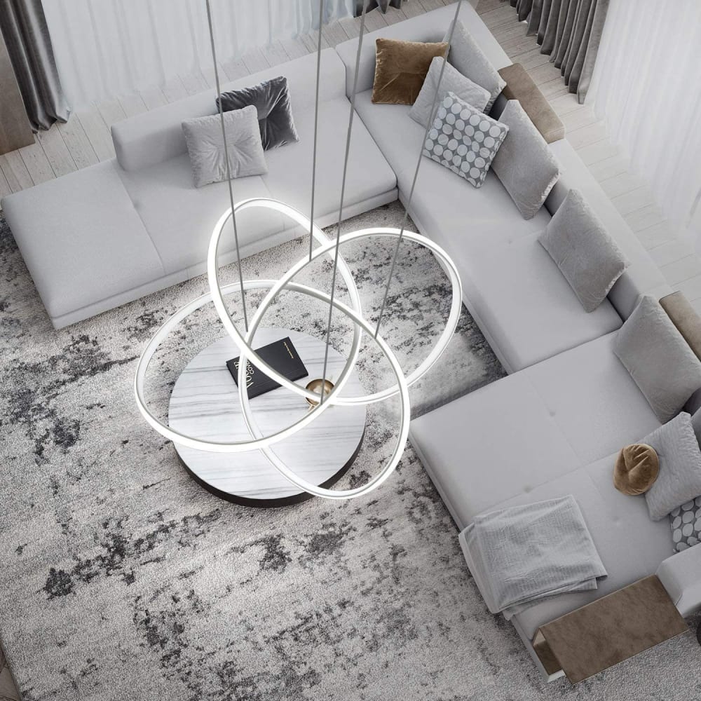 Suspension en fer et aluminium, blanc, h.150cm — vue 4