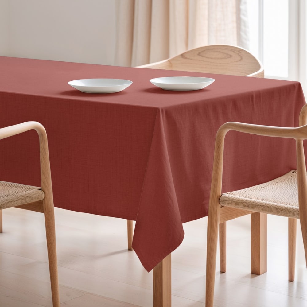 Mint Baumwolltischdecke fleckabweisend einfarbig Terrakotta 155x155 cm style modern orange Baumwolle