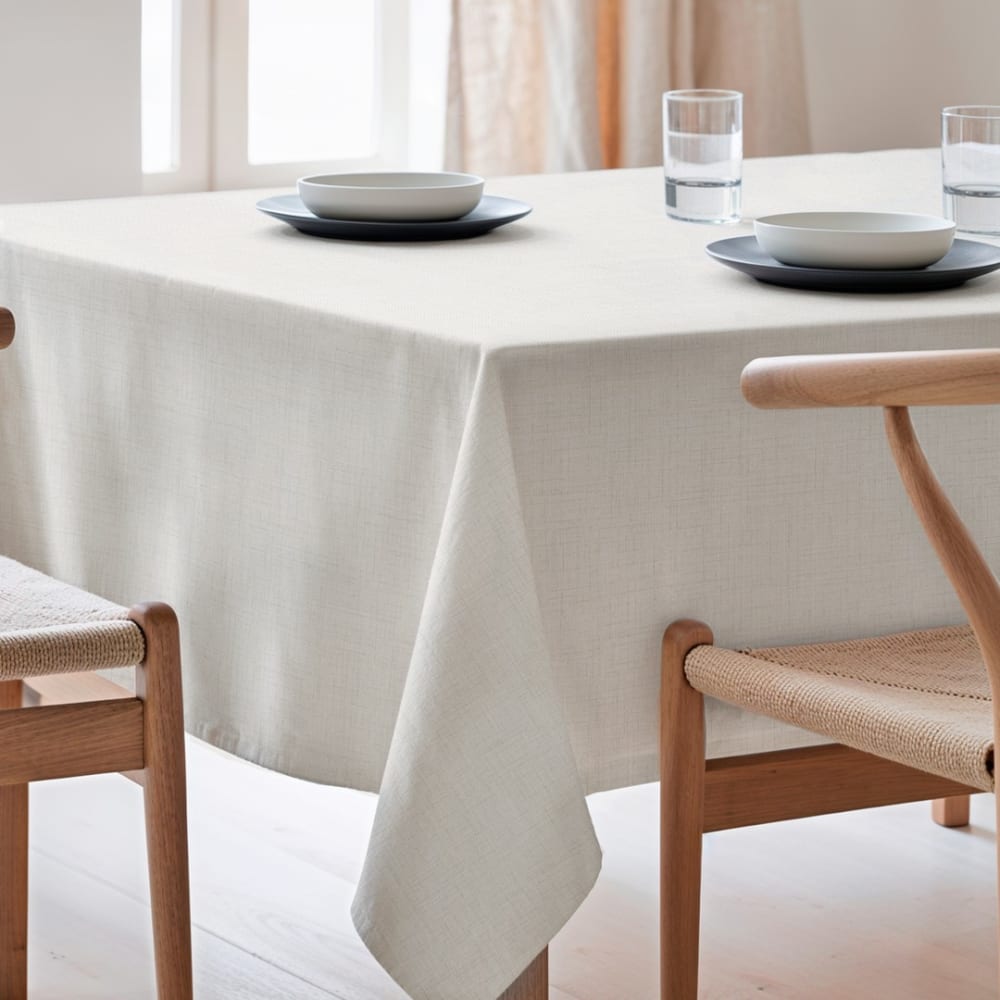 Baumwolltischdecke fleckabweisend einfarbig Natur 155x250 cm -