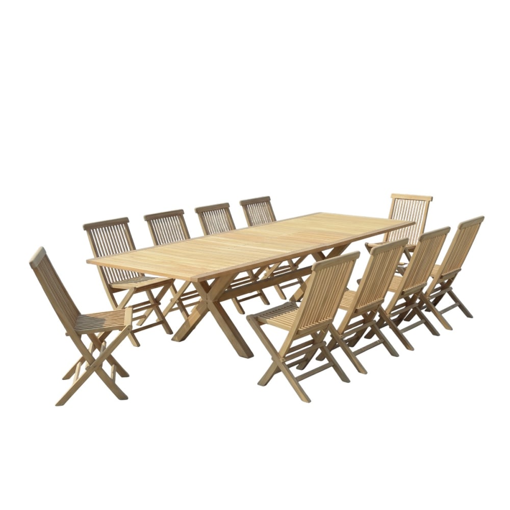 Ensemble de jardin en teck massif 10 places Ensemble de jardin en teck massif 10 places