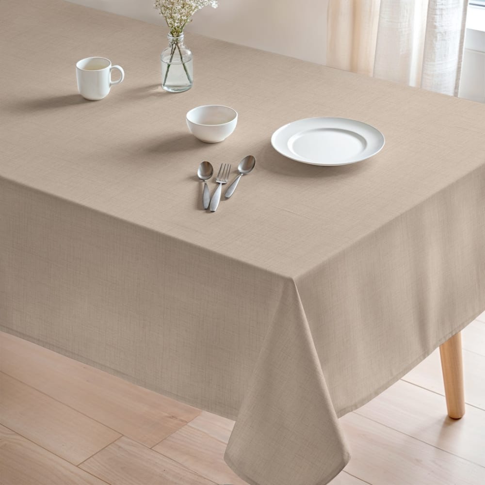 Baumwolltischdecke fleckabweisend einfarbig Taupe 155x155 cm -