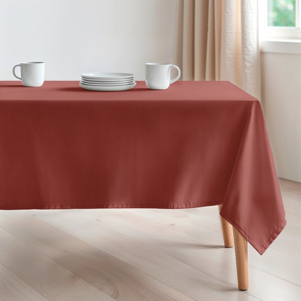 Baumwolltischdecke fleckabweisend einfarbig Terrakotta 155x200 cm