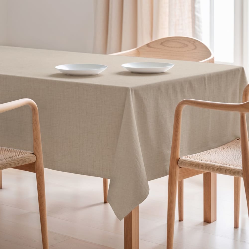 Mint Baumwolltischdecke fleckabweisend einfarbig Taupe 155x200 cm style modern Taupe Baumwolle