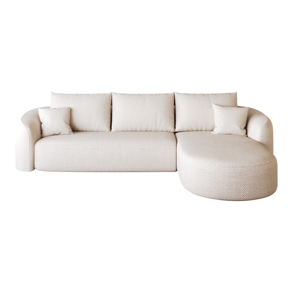 Canapé d’angle blanc 3 places de 266 cm en tissu à motif tissé