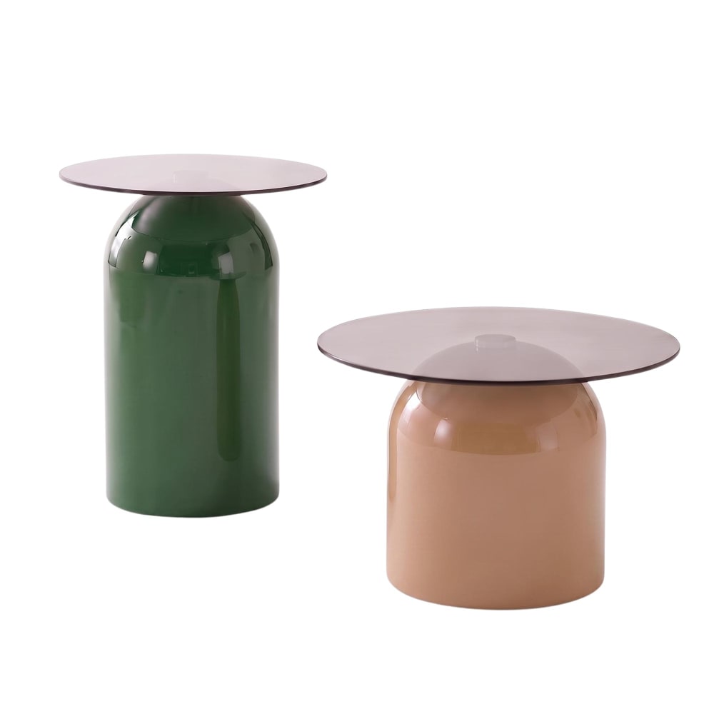 Satztisch-Set, 2er Set Ø40/50 cm, gehärtetes Glas, Transparent -