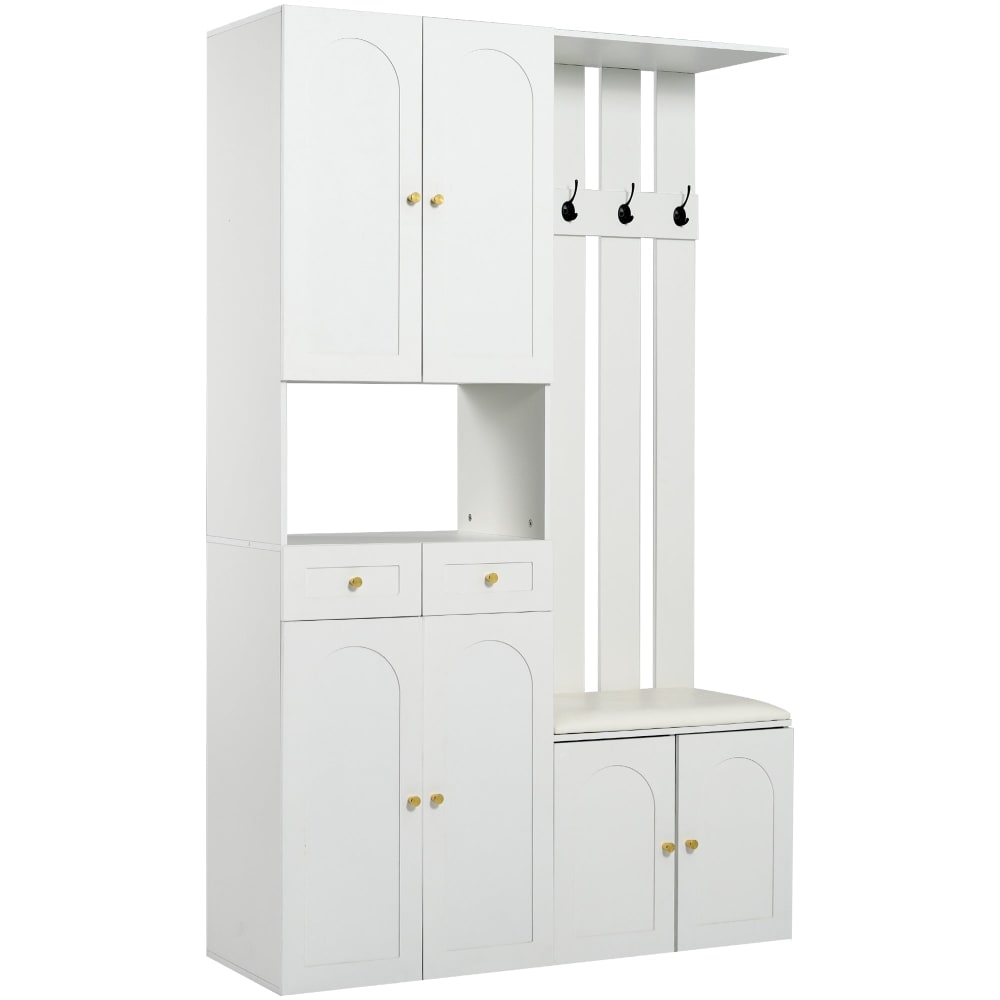 Vestiaire à l'entrée blanc banc à chaussures, 6 portes, 2 tiroirs Vestiaire à l'entrée blanc banc à chaussures, 6 portes, 2 tiroirs