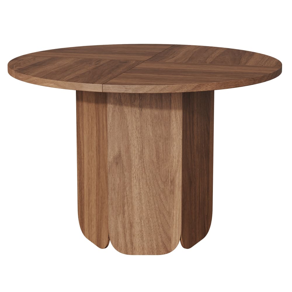 Table de salle à manger ronde effet noyer 4-6 personnes 120 cm Table de salle à manger ronde effet noyer 4-6 personnes 120 cm