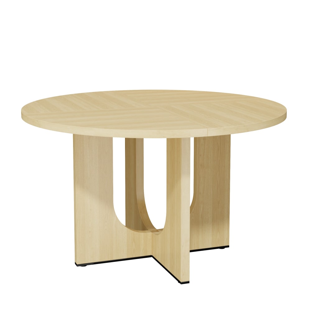 Table à manger ronde effet chêne 4-6 personnes 120x120cm Table à manger ronde effet chêne 4-6 personnes 120x120cm