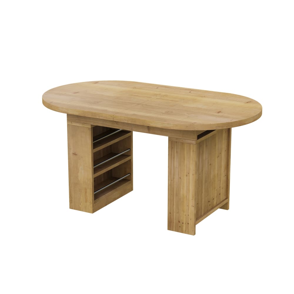 Urban Meuble Ausziehbarer Esstisch mit Stauraum, Eiche-Optik, 150-200x90 cm, Beige Braun Spanplatte