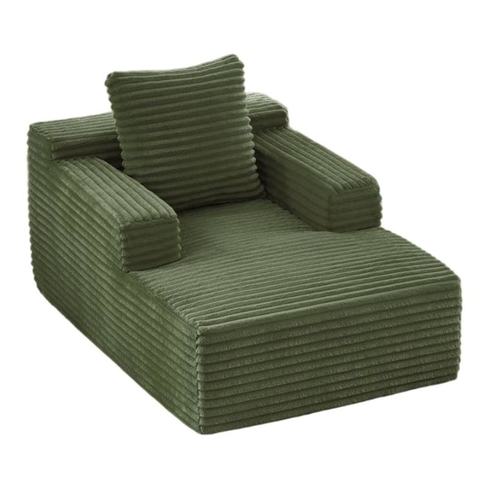 Fauteuil lounge en velours côtelé vert