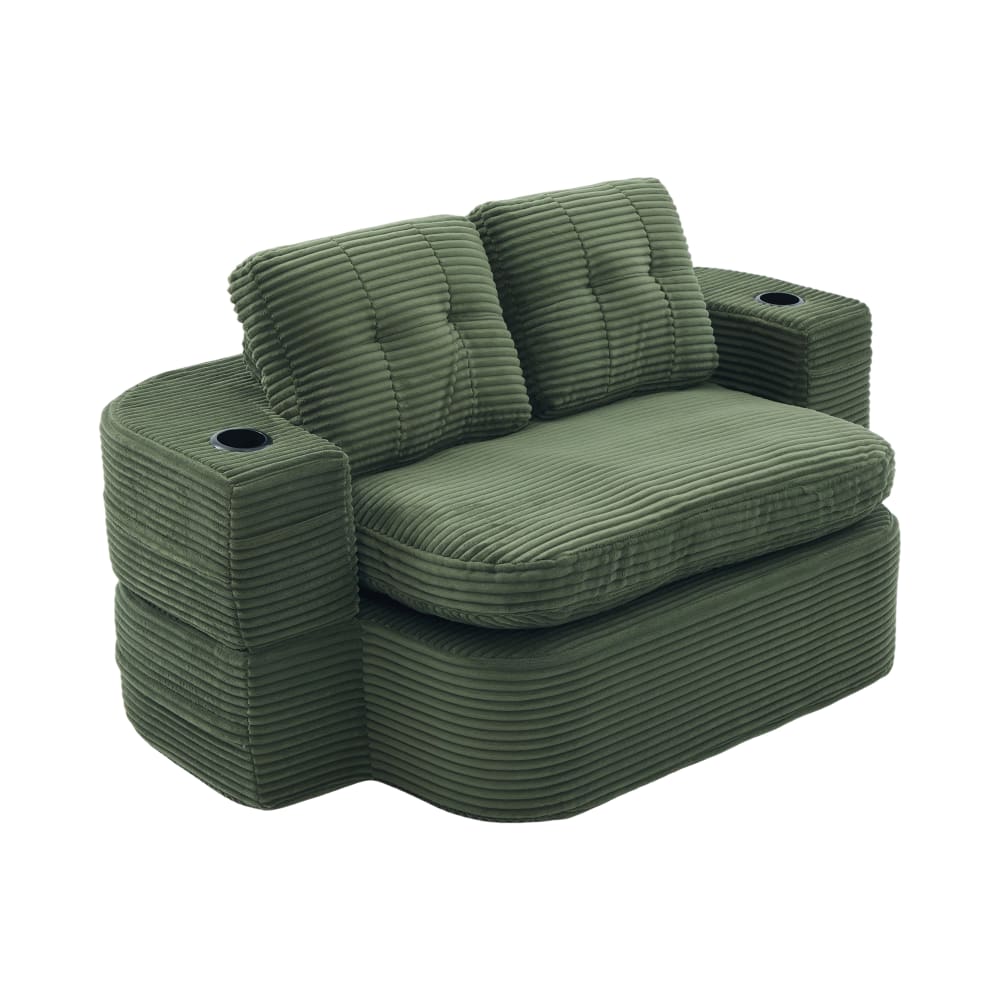 Fauteuil canapé convertible modulable en velours côtelé émeraude