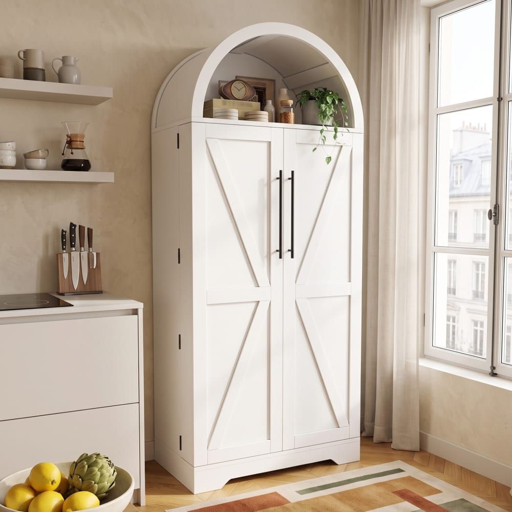 Küchenvitrine mit Bogen, X-Türen & Tür, Weiß - Maisons Du Monde