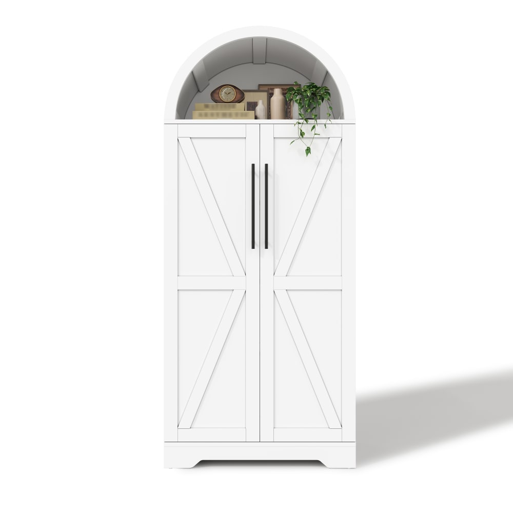 Vaisselier de cuisine arche blanc avec portes en x et porte