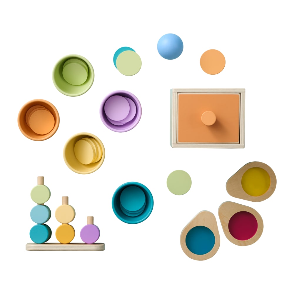 Coffret de jouets montessori en contreplaqué multicolore