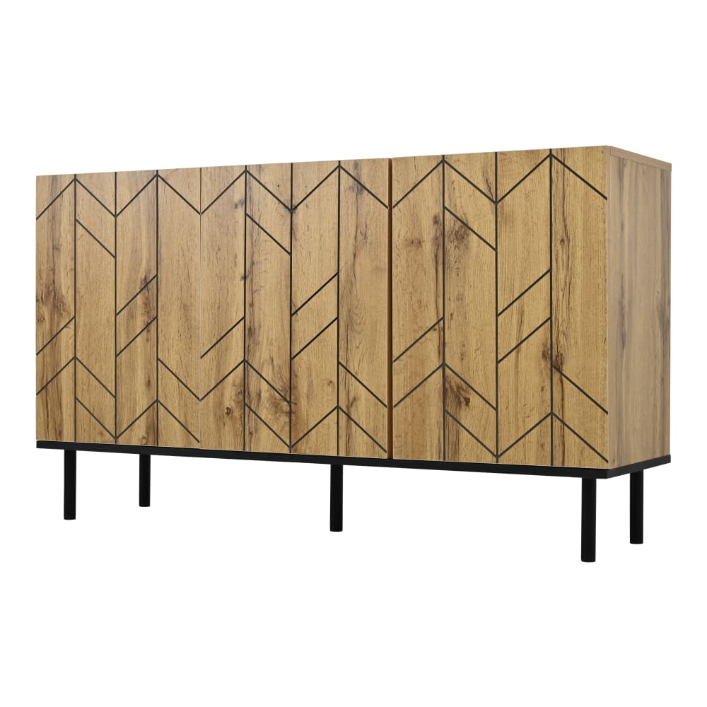 Sideboard mit 3 Türen und Chevron-Muster, Holzoptik - Maisons Du
