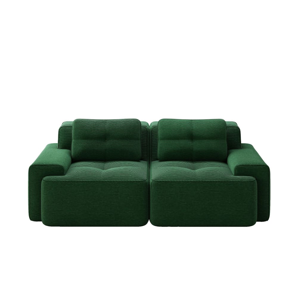 Canapé modulable 2 places en velours côtelé vert 204x104cm