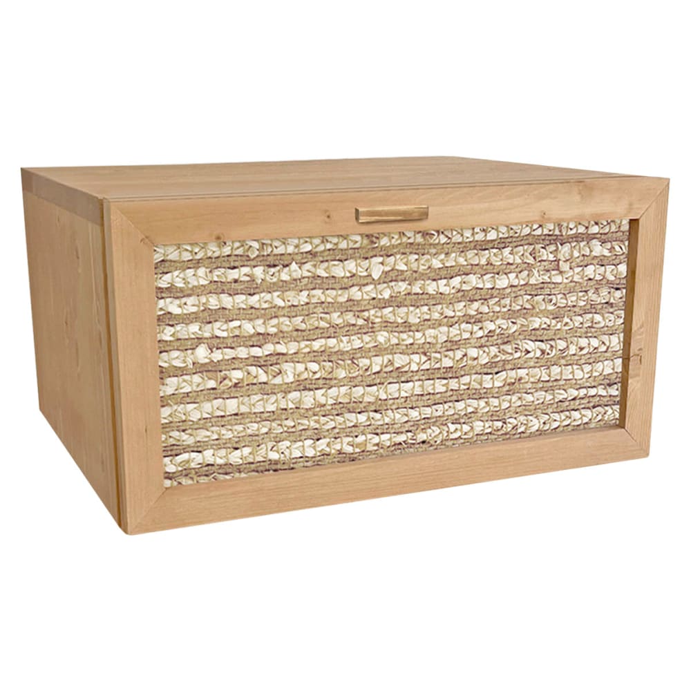 Table de chevet suspendue en bois tons clairs tiroir en jute 40cm Table de chevet suspendue en bois tons clairs tiroir en jute 40cm