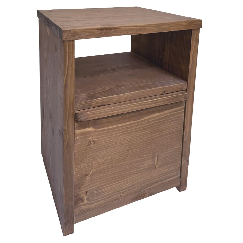 Table de chevet en bois massif avec tiroir et étagère tons foncés 40cm Table de chevet en bois massif avec tiroir et étagère tons foncés 40cm
