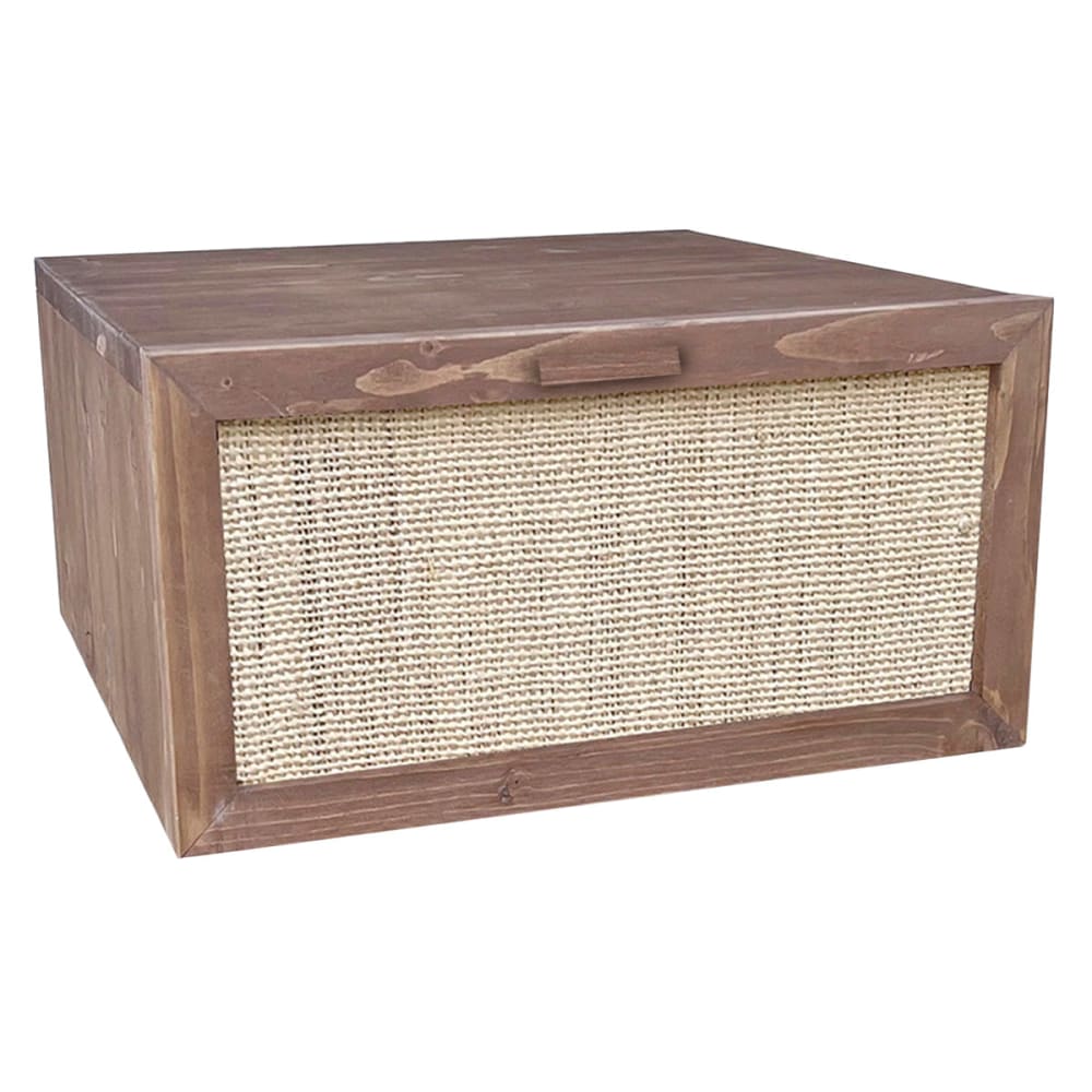 NATYAL Wandnachttisch aus Holz in dunklem Farbton mit Bast-Schublade 40 cm style seaside Braun Holz
