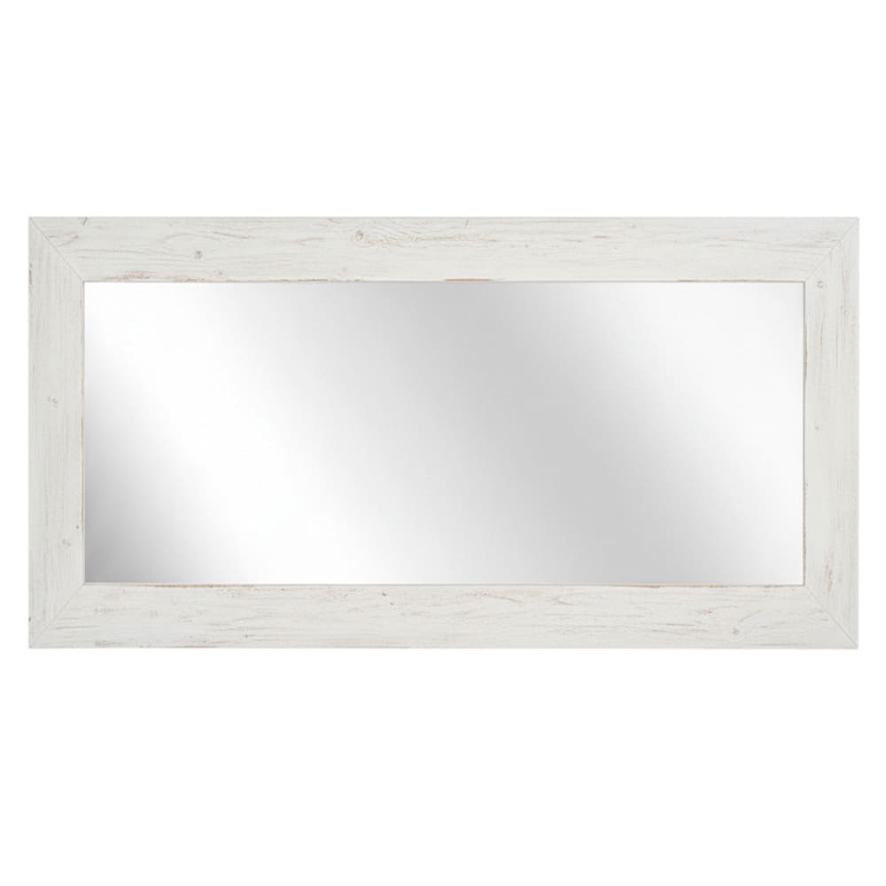 NATYAL Rechteckiger Spiegel aus Massivholz in gealtertem Weiß 70x140cm style seaside Weiß