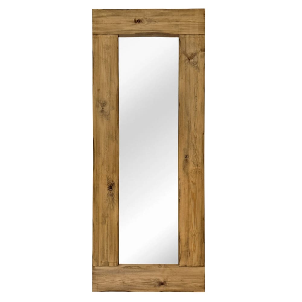 Grand miroir rectangulaire en bois massif chêne vieilli 165x65cm