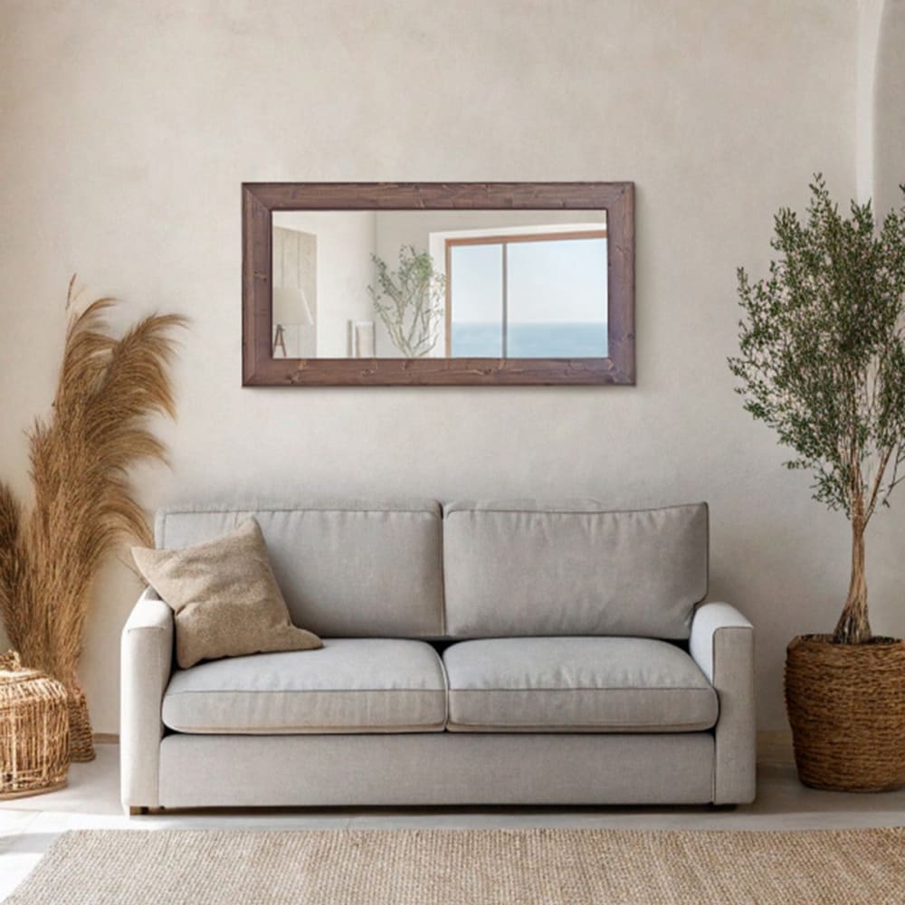 Rechteckiger Spiegel aus Massivholz in dunklem Ton 70x140cm -