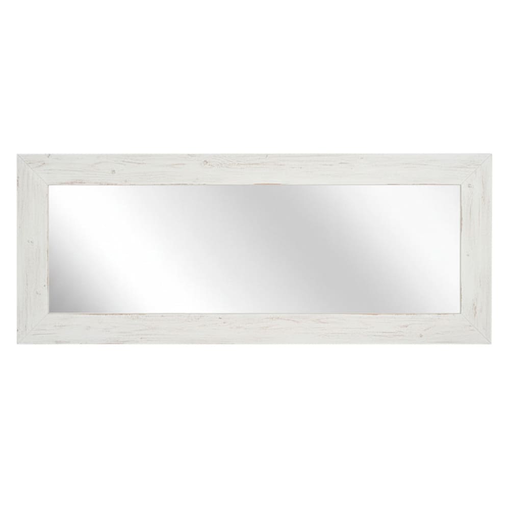 Miroir rectangulaire en bois massif blanc vieilli 54x154cm Miroir rectangulaire en bois massif blanc vieilli 54x154cm