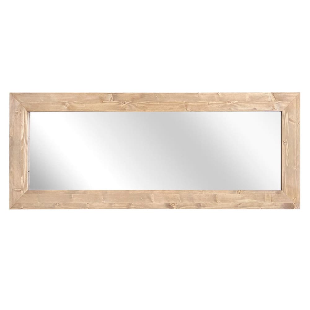 Miroir rectangulaire en bois massif tons clairs 54x154cm Miroir rectangulaire en bois massif tons clairs 54x154cm