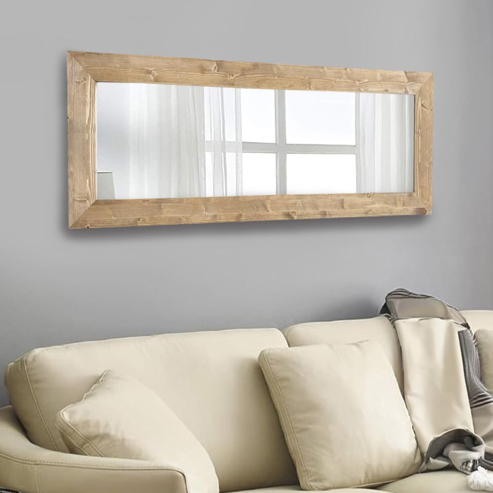 Miroir rectangulaire en bois massif tons clairs 54x154cm