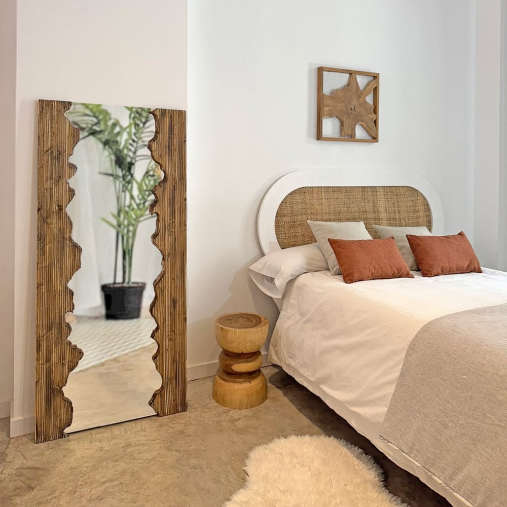 Miroir grand format moderne en bois massif finition vieillie 160x73cm