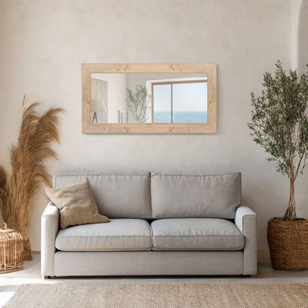 Miroir rectangulaire en bois massif tons clairs 70x140cm