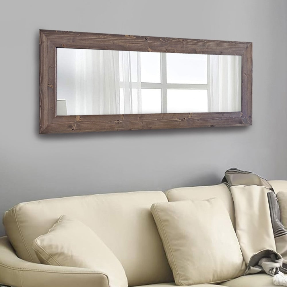 Rechteckiger Spiegel aus Massivholz in dunklem Ton 54x154cm -