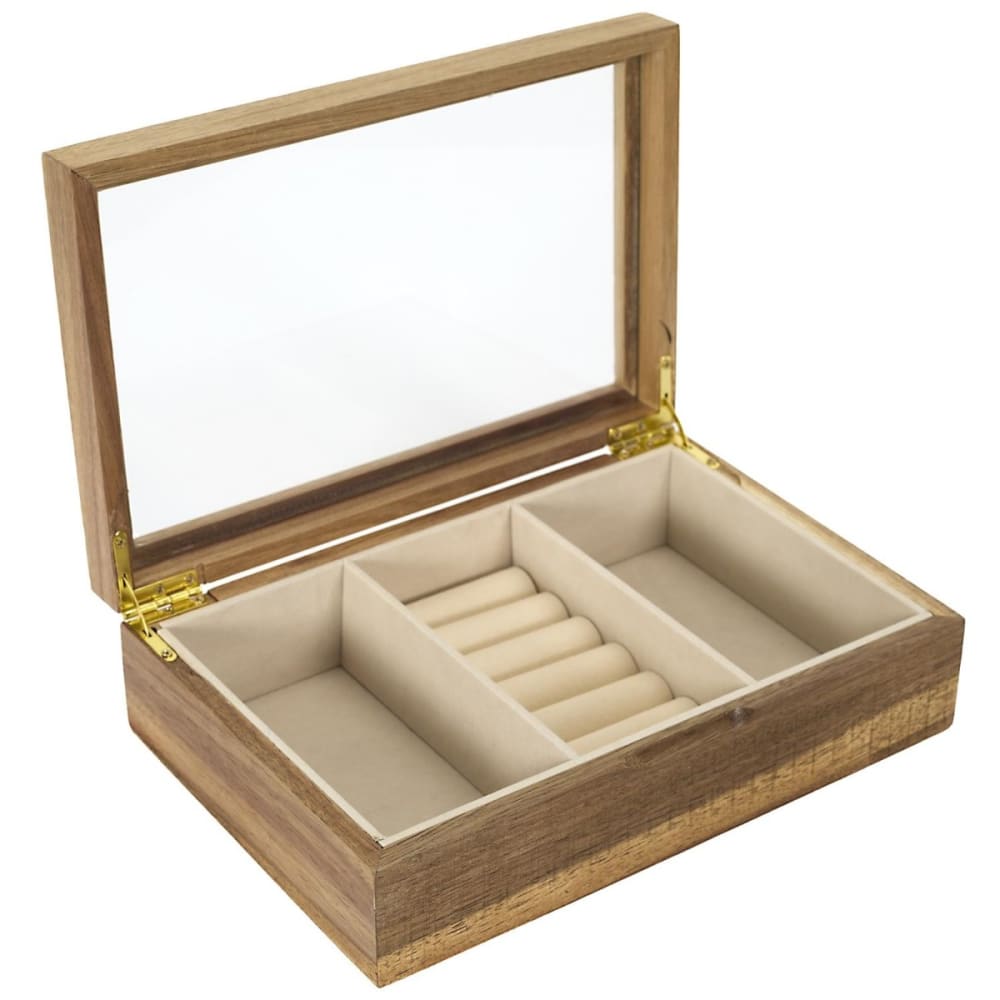 Calicosy Schmuckkasten aus Akazienholz und Glas B24 cm style modern Braun