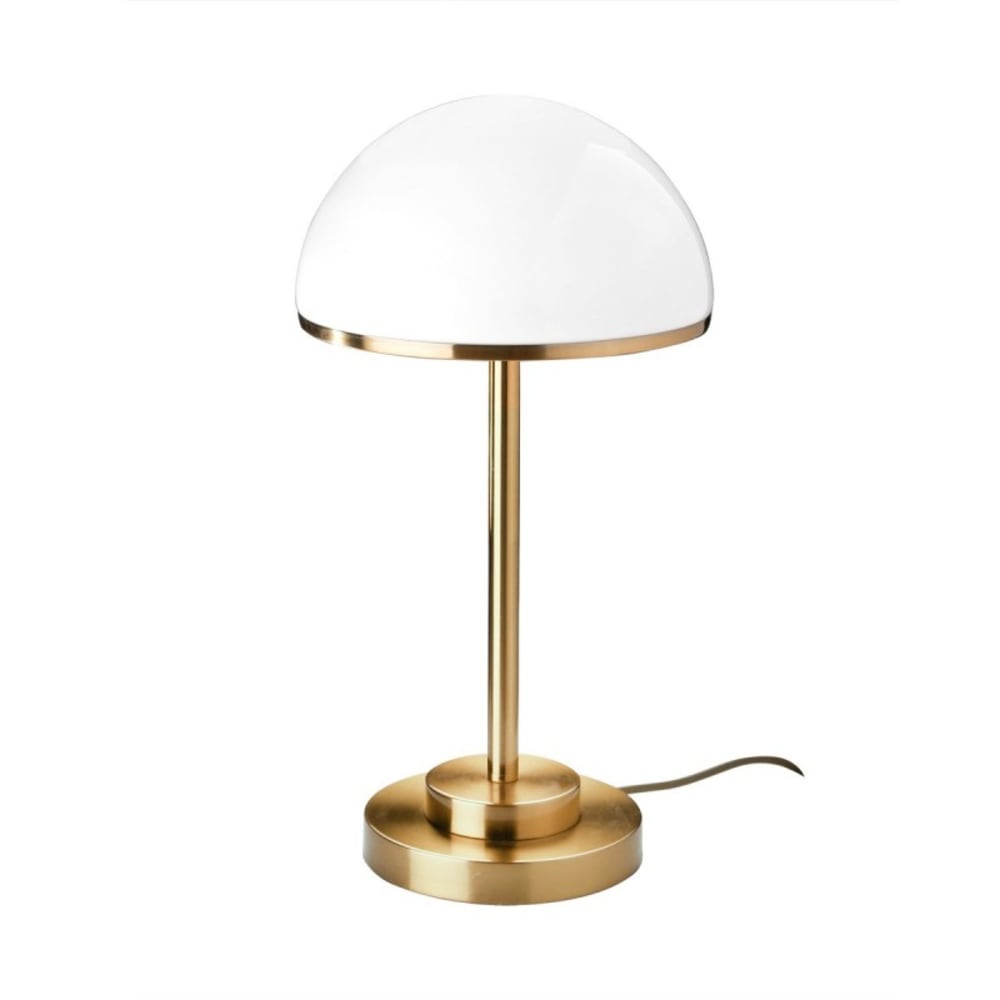 Lampe de table en laiton doré et verre blanc — vue 3
