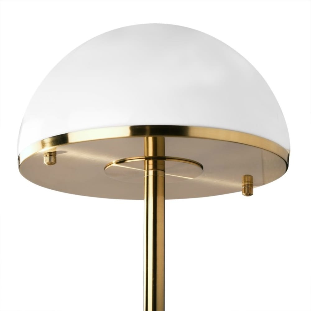 Lampe de table en laiton doré et verre blanc — vue 4