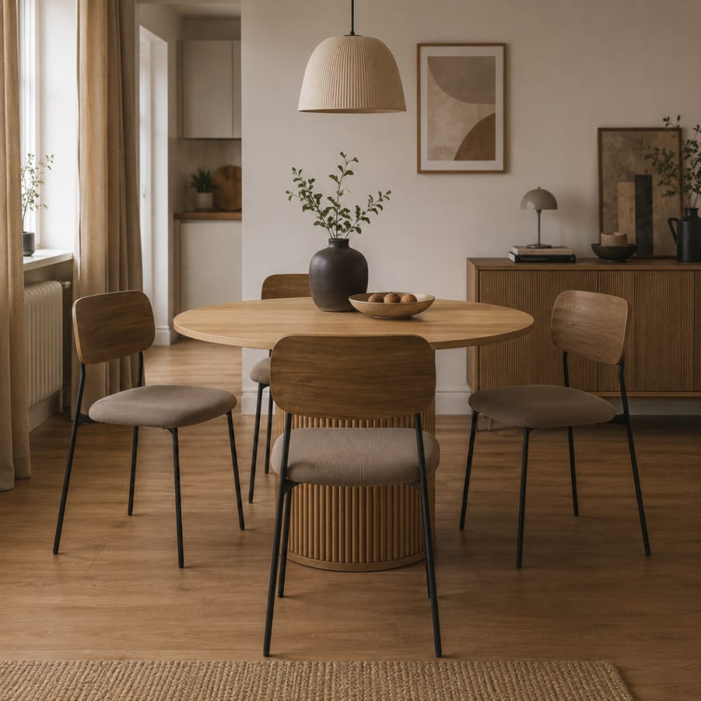 Lot de 4 chaises en tissu côtelé taupe l44 cm