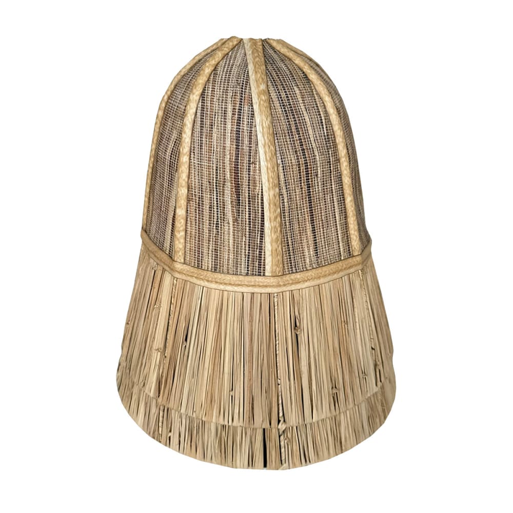 Suspension conique en fibre naturelle, teinte beige marron, d.38 cm