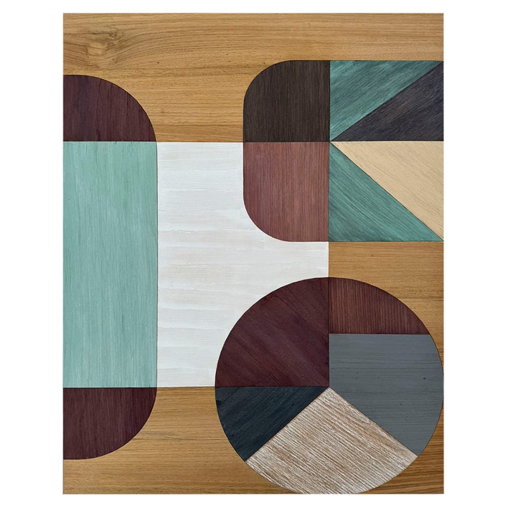 NATYAL Handbemaltes abstraktes Wandbild aus Holz in warmen Farbtönen 60x80 cm style seaside Mehrfarbig Holz