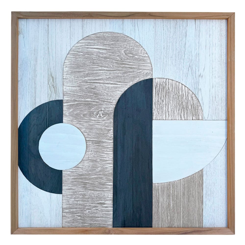 NATYAL Handbemaltes abstraktes Wandbild in Beige Weiß und Grau 70 x 70 cm style seaside Mehrfarbig Holz