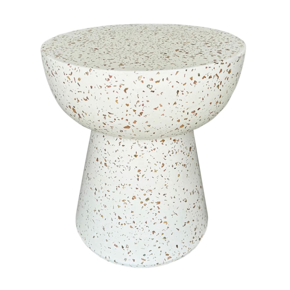 Table d'appoint tabouret bas en pierre terrazzo blanc, d.40 x 45 cm Table d'appoint tabouret bas en pierre terrazzo blanc, d.40 x 45 cm