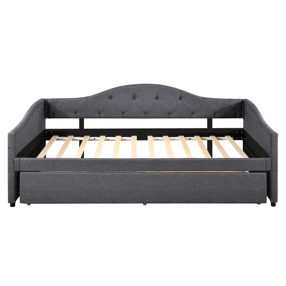 Chaise longue en lin gris 90x200 cm Chaise longue en lin gris 90x200 cm