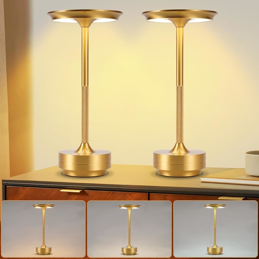 Tischlampe Aluminium 13x13x27 cm Gold LED 2er-set - Maisons Du