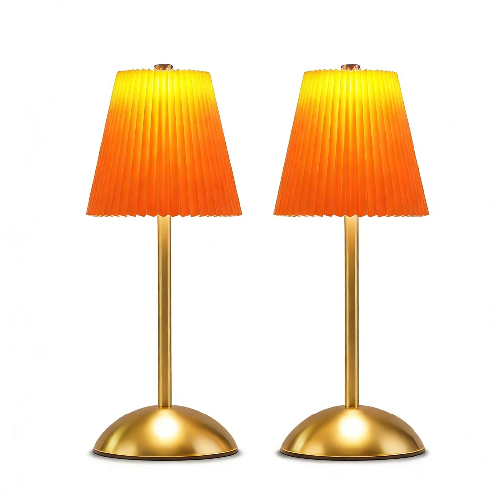 ZMH Tischlampe Eisen Stoff 11.5x11.5x30cm Orange LED 2er-Set style modern orange Stahl