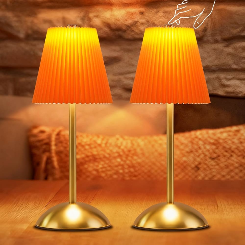 Tischlampe Eisen Stoff 11.5x11.5x30cm Orange LED 2er-Set -