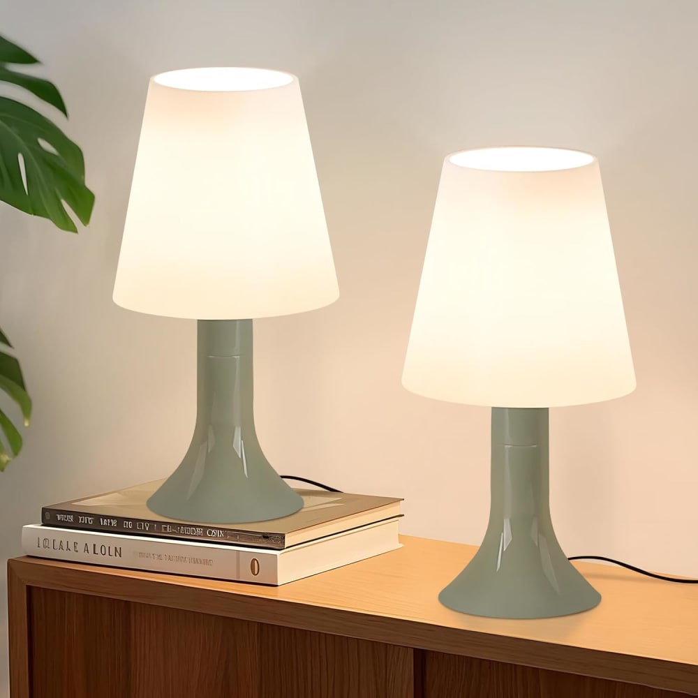 Tischlampe Kunststoff 9x24.5x13cm Grün E14 2er-Set - Maisons Du